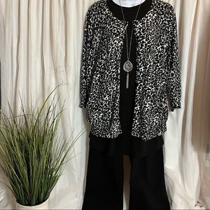Lane Bryant Animal Print Cardigan Sweater Black/White, Size 18/20